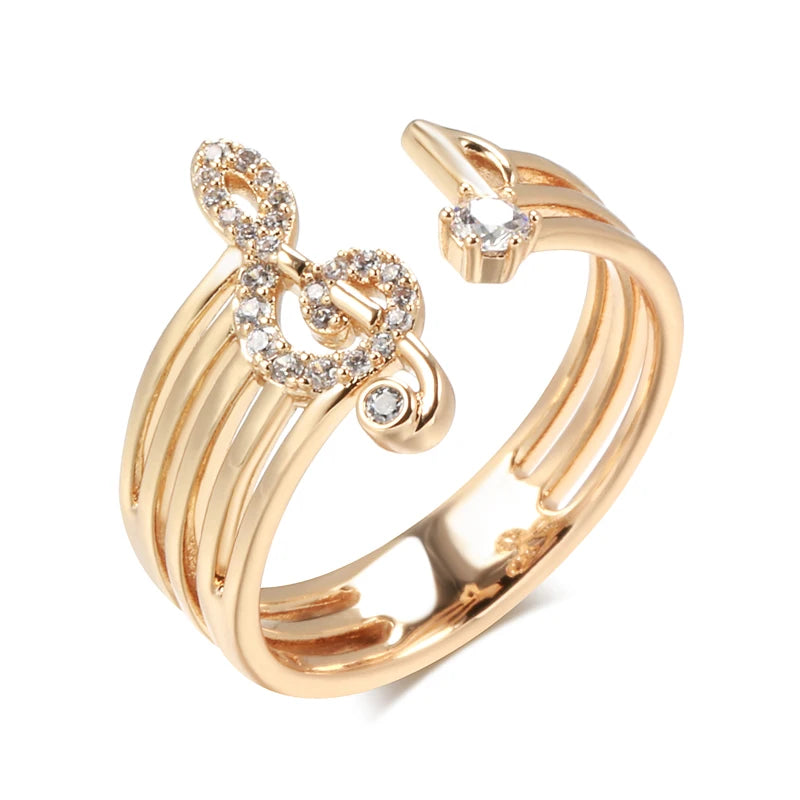 Glamorous Music Shape fashion Ring - Modern Design Made With White Natural Zircon Glamorous Music Shape fashion Ring - Modern Design Made With White Natural Zircon